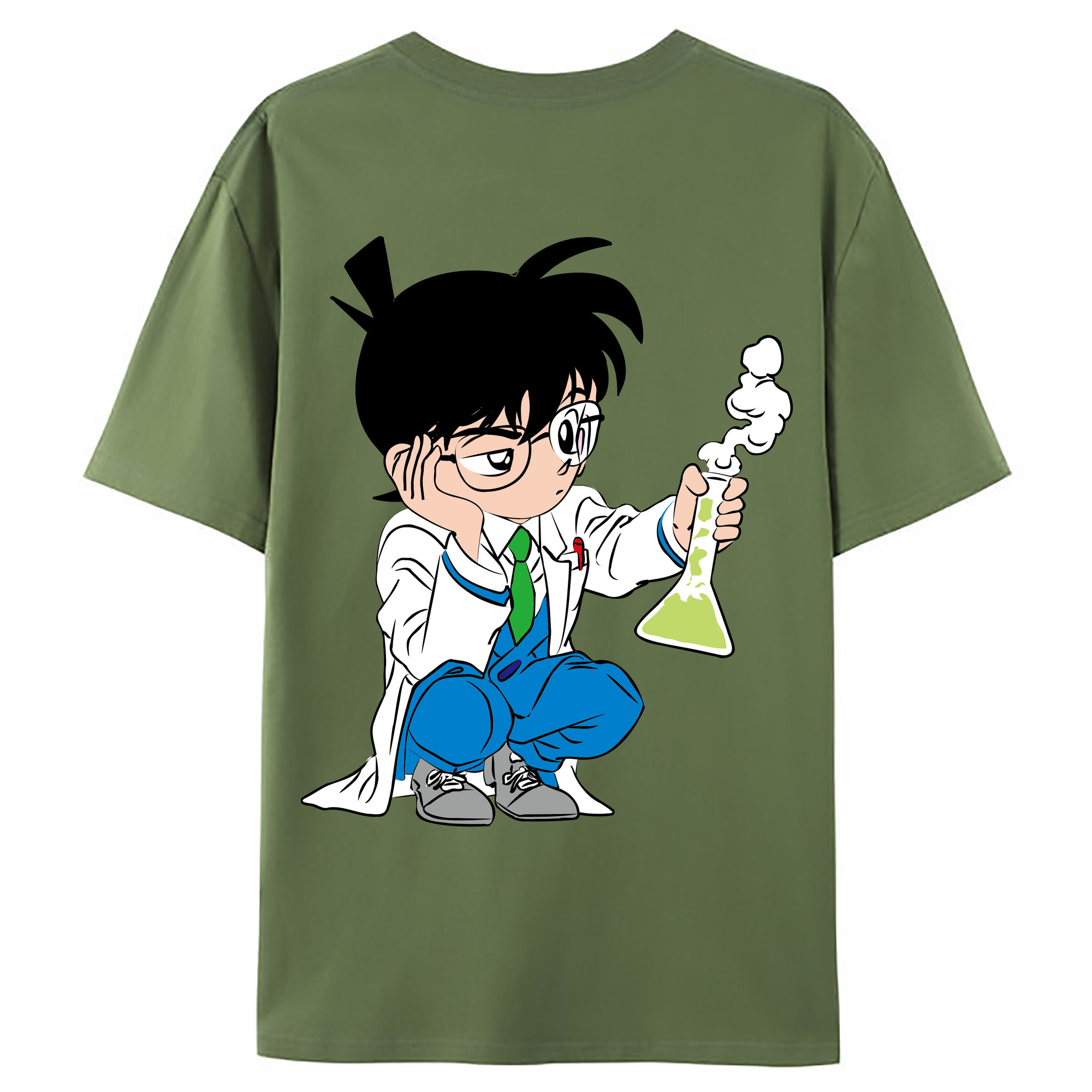 （画像用） 名探偵コナン 江戸川 コナン Detective Conan Conan Edogawa 綿100％ メンズ半袖Tシャツ（バックプリント） 通気性